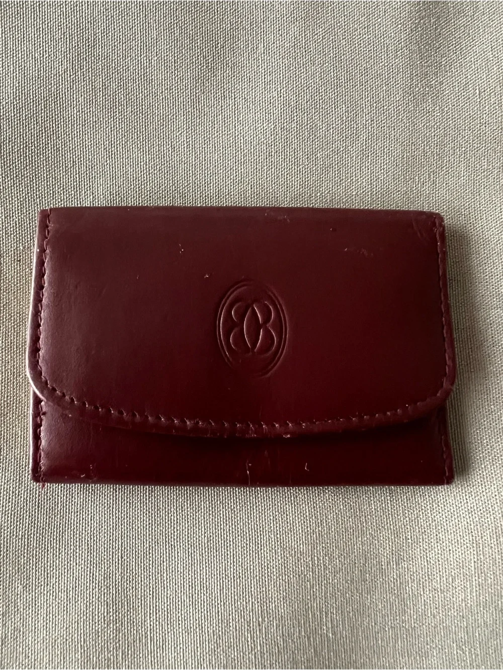 Vintage Buxton Leather Key Tainer Case Ring - Burgandy Maroon Brown